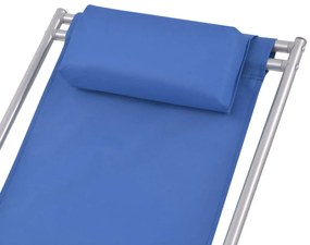2 db kék dönthető acél napozószék