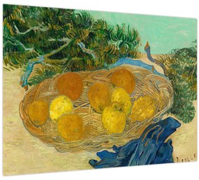 Üveg kép - Vincent van Gogh, Still Life of  Oranges and Lemons with  Blue Gloves, reprodukciók (70x50 cm)