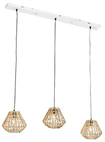 Bambusz lógólámpa fehér ovális 3-lámpás - Canna Diamond