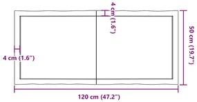 világosbarna asztallap 120x50x(2-4)cm kezelt tömör élőszegélyes