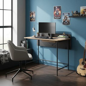 Számítógépasztal, tölgy/fekete, KOMPUS