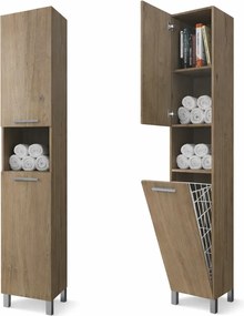 NORMANDIA 30 || Sonoma,  fürdőszoba szekrény, szennyestartóval, tárolóval és polcokkal