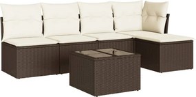 vidaXL 6 részes barna polyrattan kerti ülőgarnitúra párnával