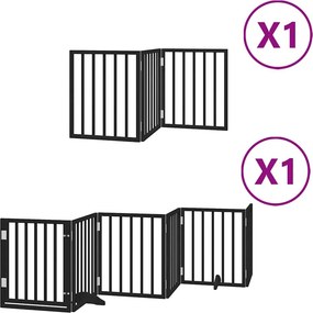 vidaXL fekete nyárfa 9 paneles összecsukható kutyakapu ajtóval 450 cm