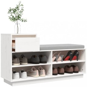 fehér tömör fenyőfa cipőszekrény 110 x 34 x 61 cm