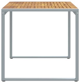 Kültéri Étkező Asztal Szürke 140x80x75 cm Acél és Tömör Akác