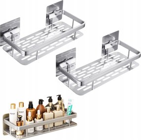 Fürdőszobai Polc 2 db ezüst fém falra akasztható rendszerező