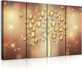 Vászonkép 120x80 Arany fa pillangók poliptich dekoráció csillogás bokeh siker