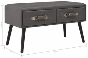 szürke műbőr pad fiókokkal 80 cm