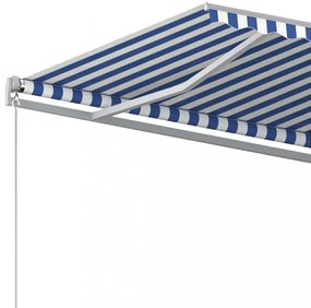 kék és fehér kézzel kihúzható napellenző 450 x 350 cm