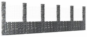 U-alakú vas gabionkosár 6 oszloppal 620 x 20 x 200 cm