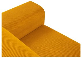 Mustársárga kordbársony kinyitható tárolóhelyes sarokkanapé (bal oldali-heverő résszel) Kyoto – Cosmopolitan Design