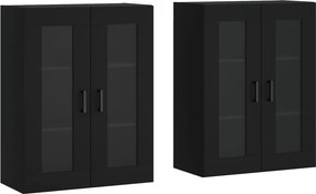 vidaXL 2 db fekete szerelt fa falra szerelhető szekrény
