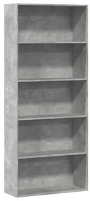 betonszürke szerelt fa könyvszekrény 80 x 30 x 189 cm