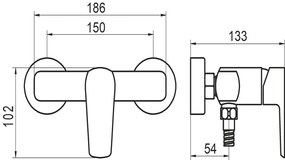 Novaservis Metalia 58, zuhanycsap tartozékok nélkül 150 mm, fekete, 58061 / 1-5