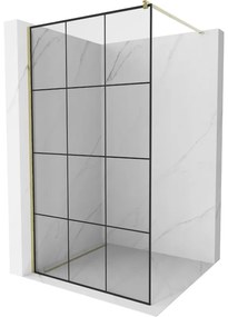 Mexen Kioto zuhanyparaván 120x200 cm 8 mm, arany profil, üveg fekete mintás 1, 800-120-101-01-77