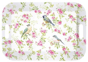 Rózsás madárkás nagy műanyag tálca 53x38 cm