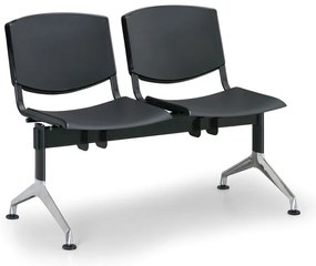 Design műanyag pad, 2 üléses, fekete