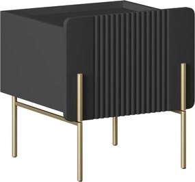 Malmi éjjeliszekrény fiókkal 45 cm - fekete matt / arany lábak