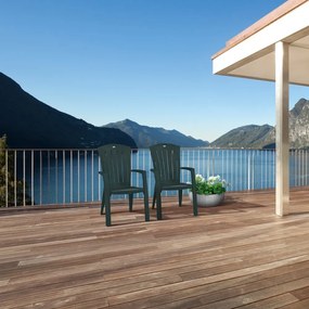 Santorini műanyag kerti szék, sötét zöld színben