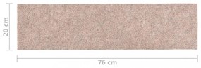 15 db világosbarna négyszögletes öntapadó lépcsőszőnyeg 76x20cm
