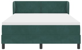 Boxspring Ágy Mattal Sötét Zöld 140x200 cm Bársonyos