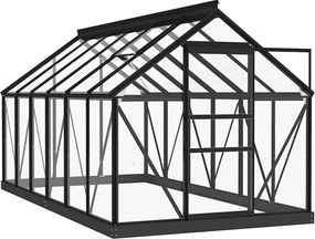 vidaXL antracitszürke üveg és alumínium melegház 155 x 298 x 191 cm