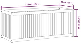 vidaXL tömör akácfa és acél kerti virágtartó 110 x 45 x 44 cm