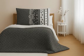 Pamut ágyneműhuzat 2 ágyra CANZONE BLACK, fekete Ágyneműhuzat mérete: 2 db 70 x 90 cm | 2 db 140 x 200 cm