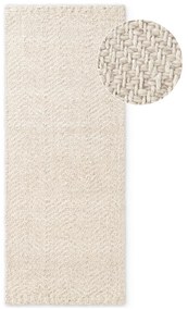 Krémszínű-elefántcsont színű kézi szövésű gyapjúkeverék futószőnyeg 80x200 cm Majoli – Elle Decoration