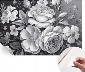 Öntapadós Dekoratív Fotótapéta Hálószobába Szürke virágok 104x70 cm