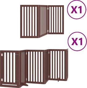 vidaXL barna nyárfa 9 paneles összecsukható kutyakapu ajtóval 450 cm