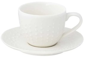 Modern porcelán domború cseppmintás fehér eszpresszó kávés csésze aljjal Drops