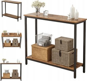 Konzol Asztal Könyvespolc Polc Loft Ipari Rusztikus Barna Szekrény 100CM