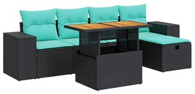 vidaXL 6 részes barna polyrattan akácfa kerti ülőgarnitúra párnával