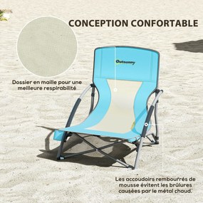 Outsunny 2 darabos összecsukható strandszék készlet, könnyű camping székek 2,2 kg, hálós háttámlával, hordtáskával és pohártartóval kerthez, piknikhez