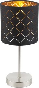 Globo 15229T Asztali textil, fekete-arany, kábel 1,5 m, Schalter, ø: 150, H:350, exkl. 1xE14 40W 230V
