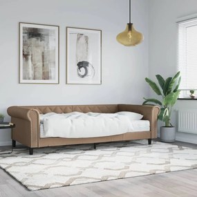 cappuccino színű műbőr heverő matraccal 90 x 200 cm