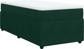 vidaXL sötétzöld bársony rugós ágy matraccal 100 x 200 cm