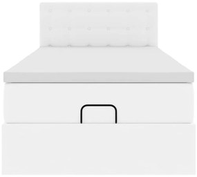 Ottomán ágykeret matraccal tiszta fehér 90x200cm műbőrrel
