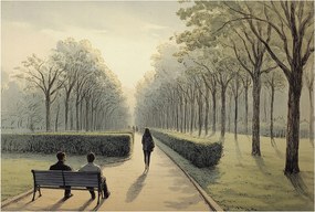 Divatos Flizelin Tapéta Ragasztóval Fali 3D Park nyugalom 104x70 Ragasztó