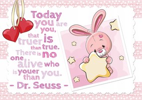 Flizelin fotótapéta Nyuszi csillag szív idézet rózsaszín 250x175 +ragasztó