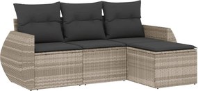 vidaXL 4 részes világosszürke polyrattan kerti ülőgarnitúra párnákkal