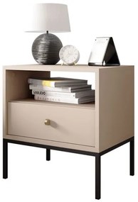 Éjjeliszekrény MONO 56x54 cm bézs/fekete