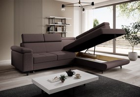 Kinyitható ülőgarnitúra, barna, jobbos, JOGI ROH