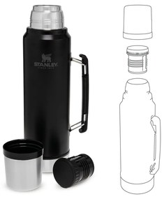 Fekete termosz bögrével 1 l – Stanley
