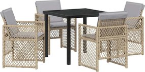 vidaXL Kert étkező szett 5 pcs Bézs polirattan