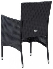 5 részes fekete polyrattan és üveg kerti étkezőgarnitúra