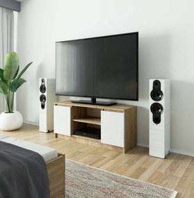 TV asztal Darian (szonoma tölgy + fehér). Akció -13%. 1068675