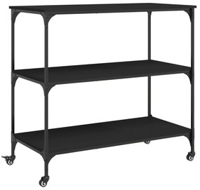 fekete szerelt fa konyhai kocsi 102 x 50 x 95 cm